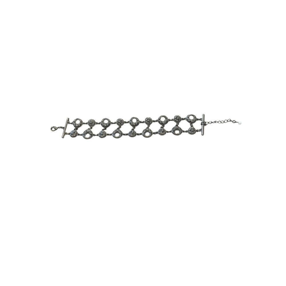 Vintage-Inspired Gunmetal Double Row Bracelet